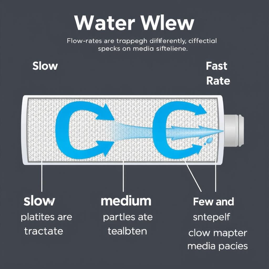Diagram showing how water flow rate affects filter floss alternatives lifespan and effectiveness Diagram showing how water flow rate affects filter floss alternatives lifespan and effectiveness