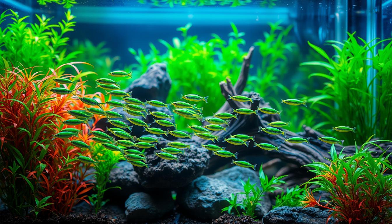 green neon tetras aquarium