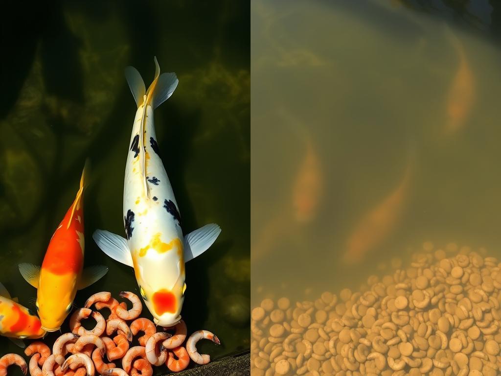 Comparison of healthy vs unhealthy koi fish feeding behavior Comparison of healthy vs unhealthy koi fish feeding behavior