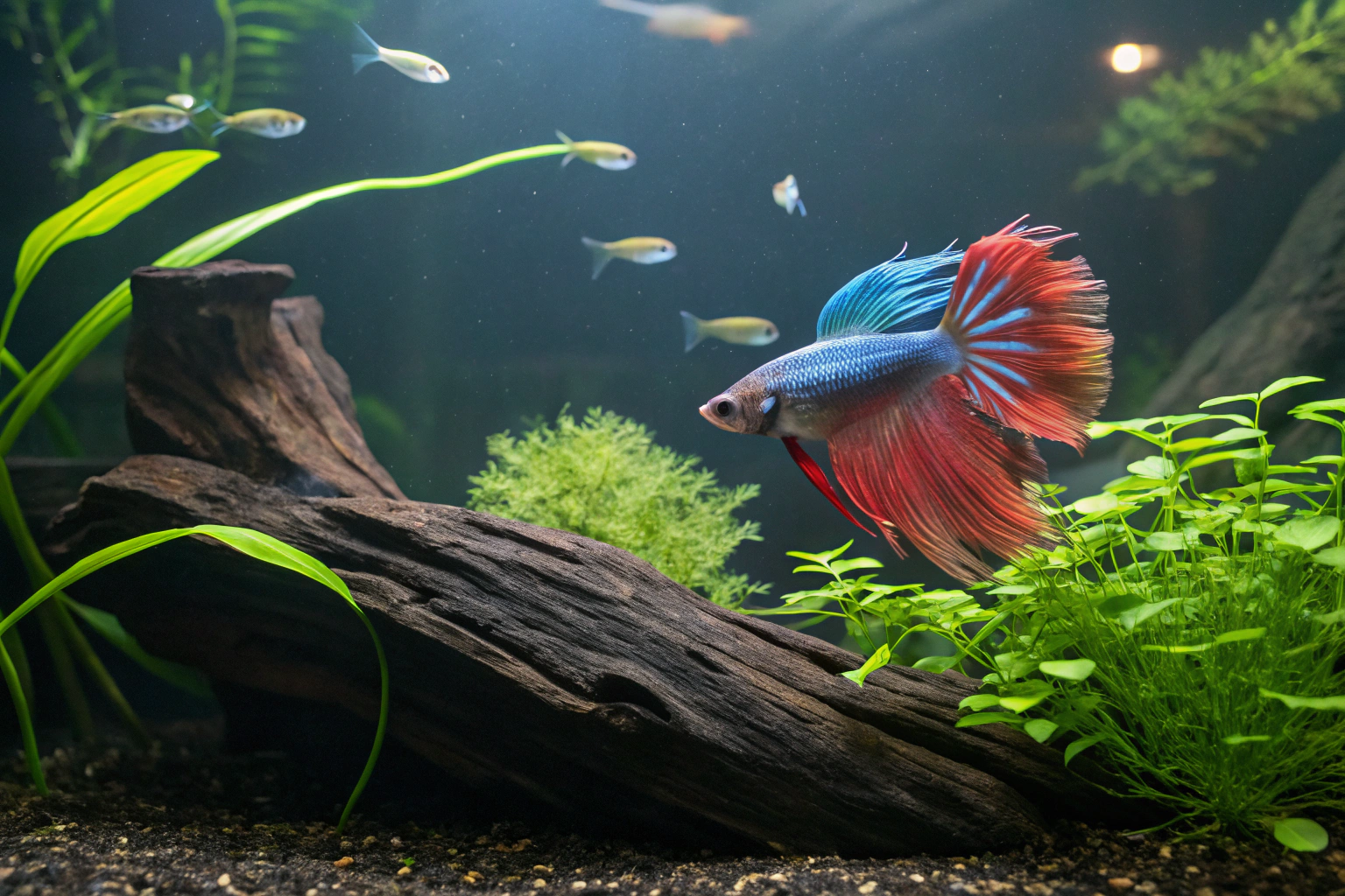 a beautifully aquascaped freshwater aquarium visu