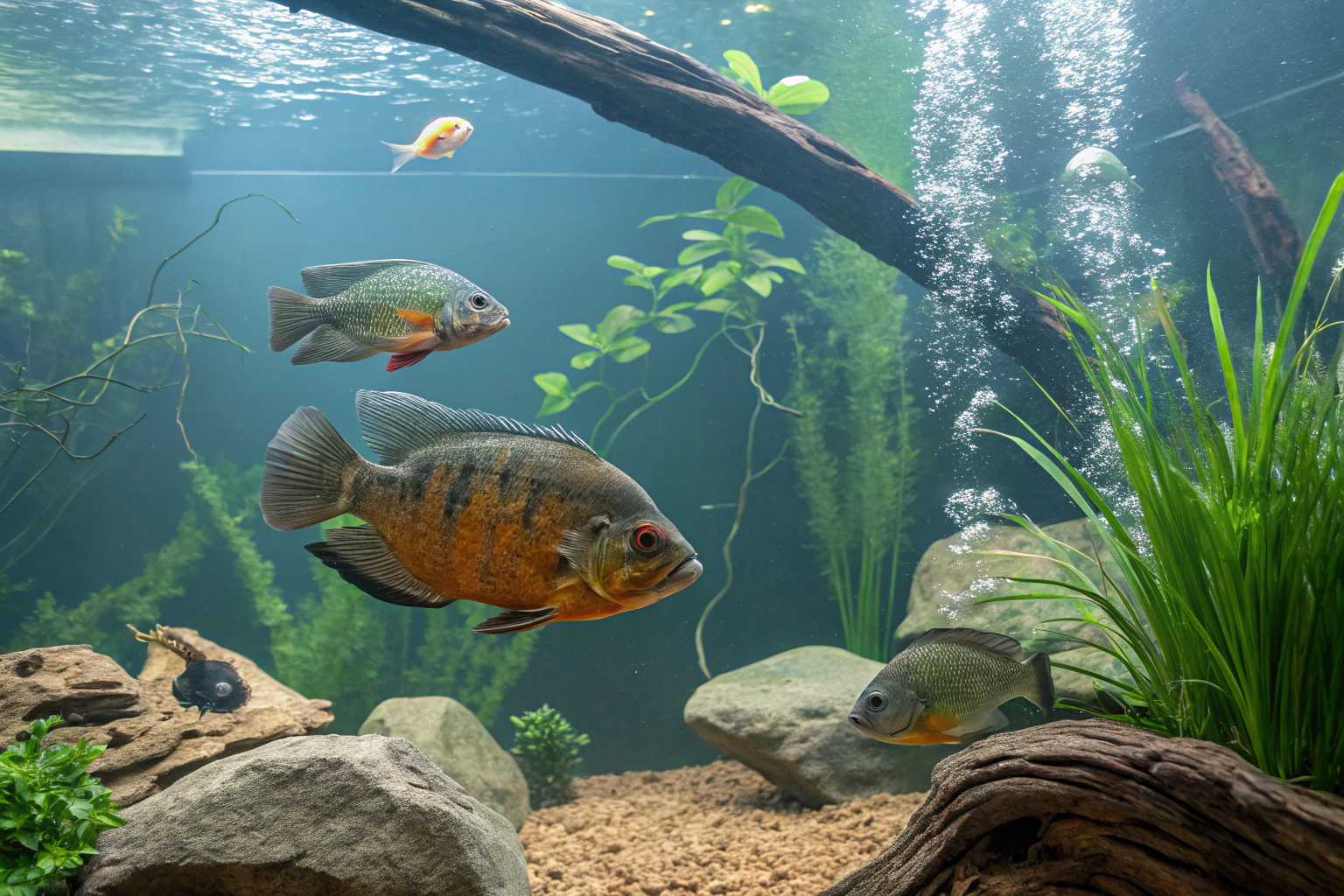 a large well maintained freshwater aquarium showi
