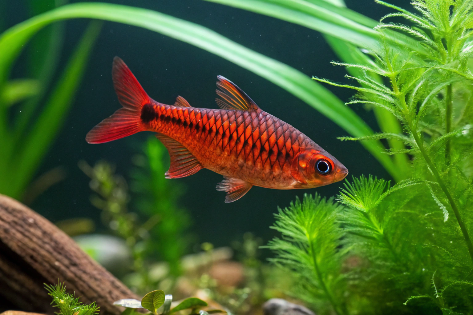 a stunning close up photograph of vibrant red male