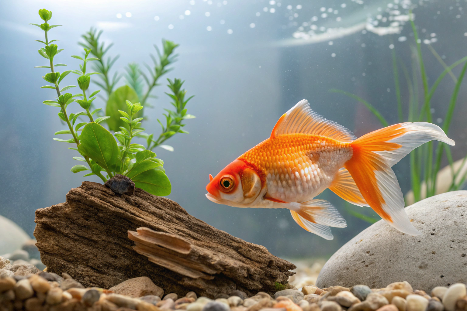 a vibrant healthy goldfish e g an oranda or ry