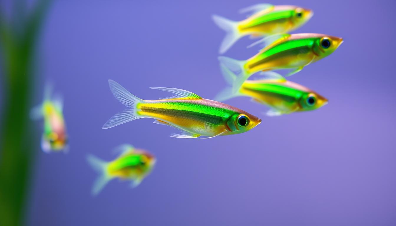 green neon tetras coloration