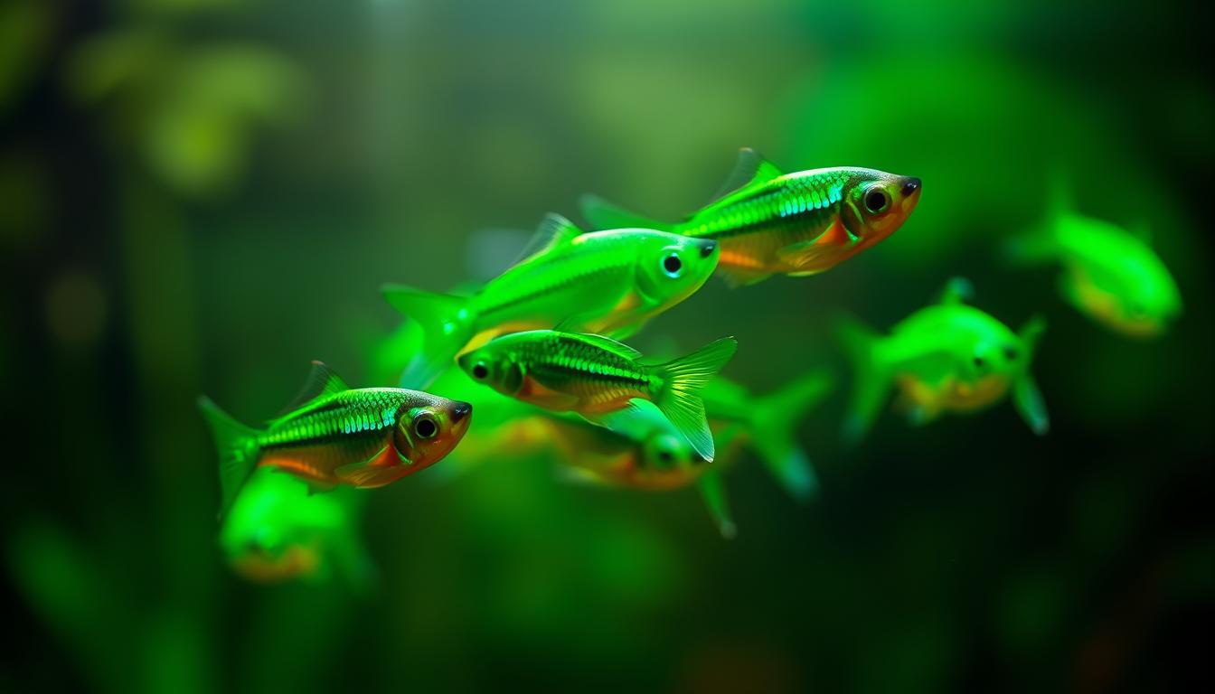 green neon tetras lighting