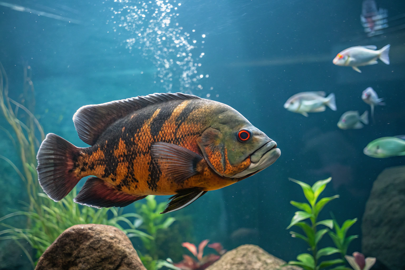 hero image of a magnificent adult oscar fish as th