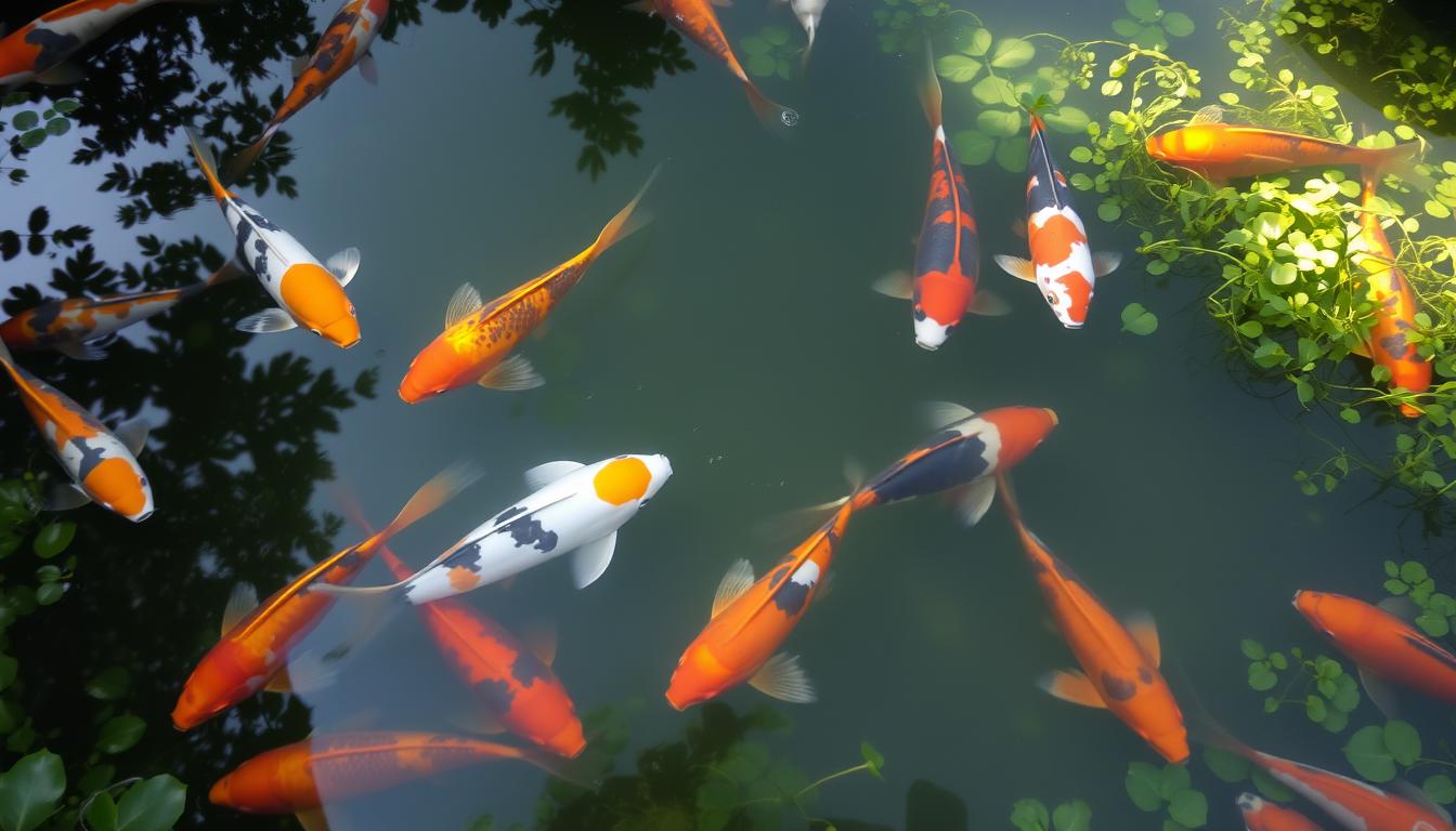 koi fish and algae
