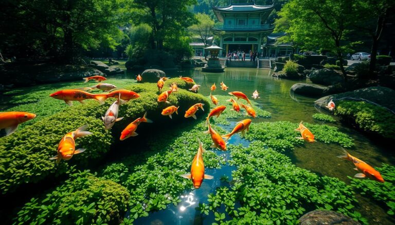 koi fish eating algae