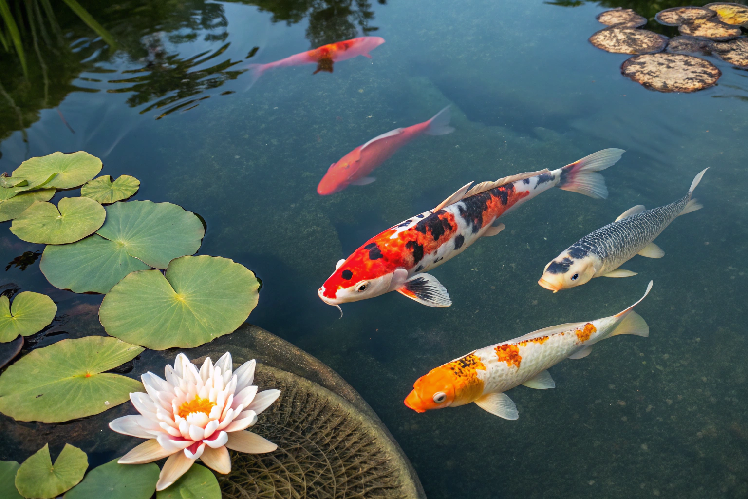 vibrant overhead photograph of a pond section one